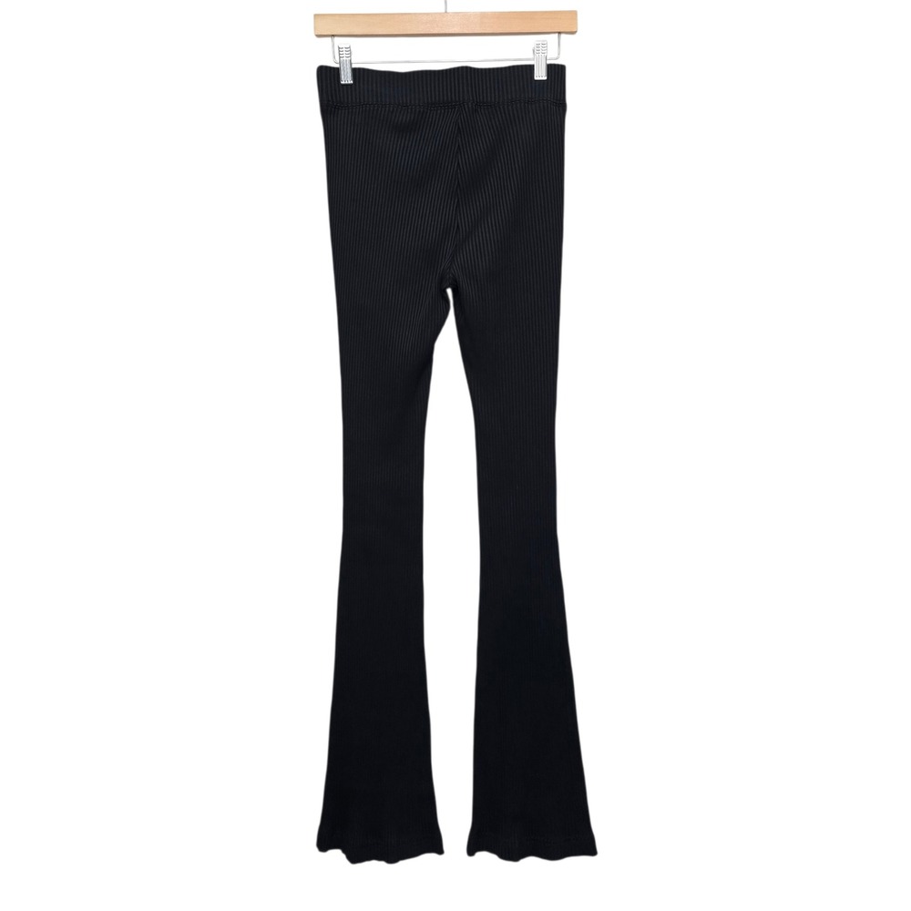 Helmut Lang Womens Black Ribbed Knit Flared Leg Trousers L07HW204 Size Medium